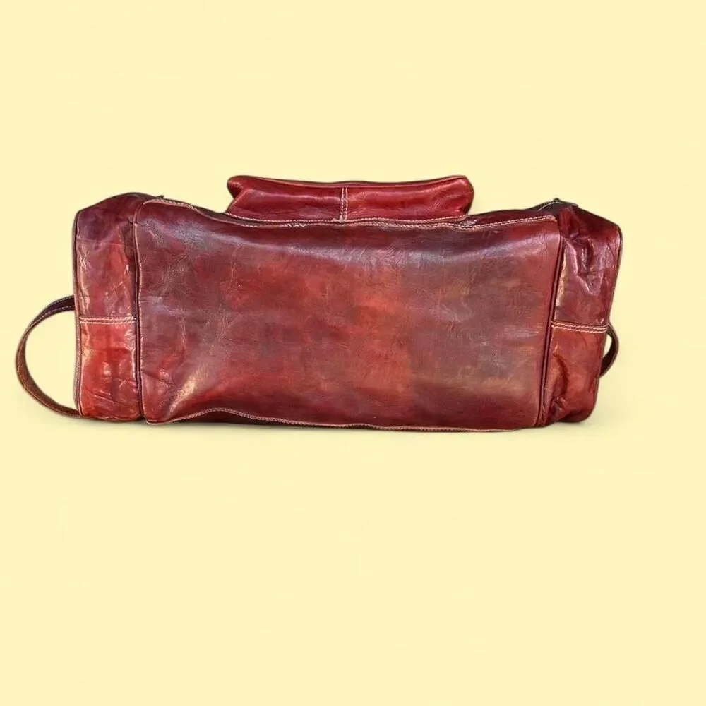 Vintage Genuine Leather Duffle Bag with shoulder strap